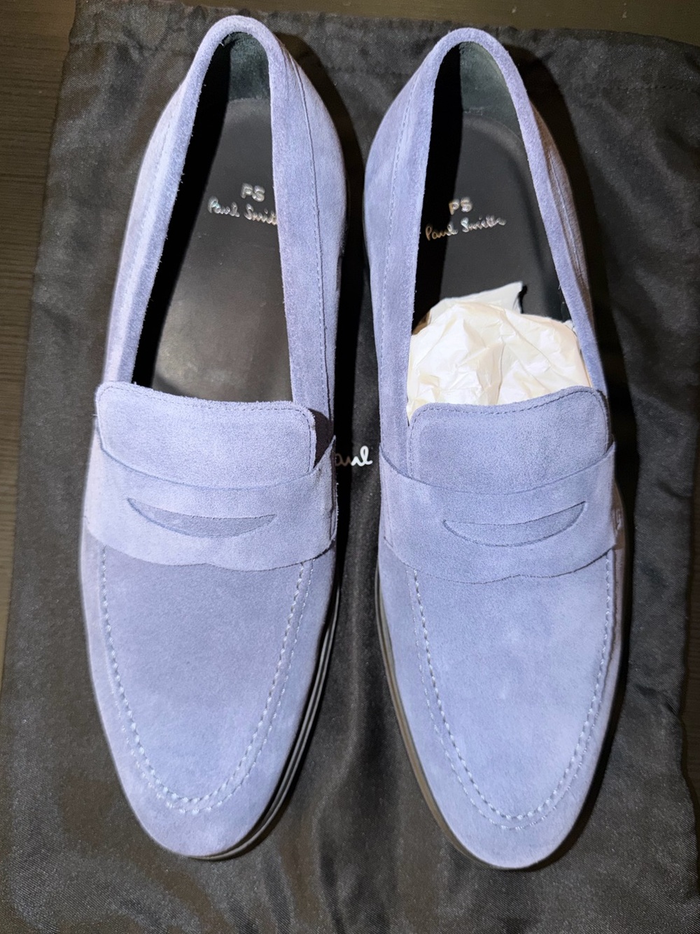 Paul Smith Men’s Suede Penny Loafers in Lavender Blue